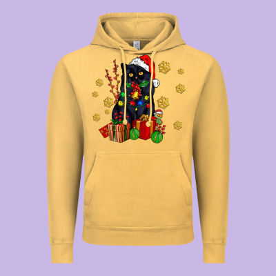 Black Cat Meowy Christmas Vintage Hoodie Designed By Adodesignshop