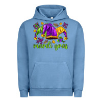 Pigment Pebble Blue Mardi Gras with jester hat Urban Hoodie - HowdyJamesFarm