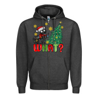 Charcoal Heather christmas  cat  what Zipper Hoodie - MaliasSmallBusiness