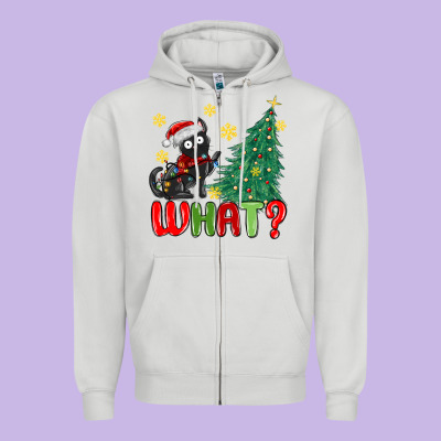 Christmas  Cat  What Zipper Hoodie Designed By Maliassmallbusiness