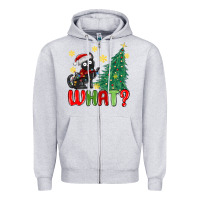 Heather Grey christmas  cat  what Zipper Hoodie - MaliasSmallBusiness