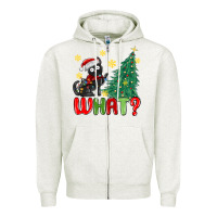 Oatmeal Heather christmas  cat  what Zipper Hoodie - MaliasSmallBusiness