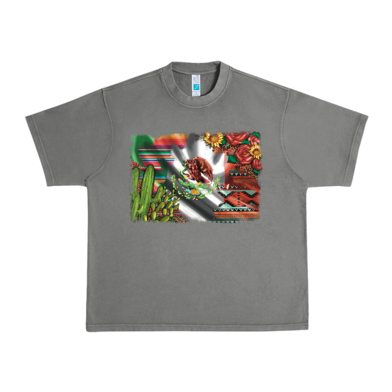 Mexico Flag Sunflowers Roses And Cactus With Serape Aztec And Leopard Urban Heavy Tee by Artiststas | Teevron