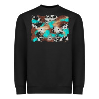 Black western cowhide turquoise and wood background Heavyweight Sweatshirt - Artiststas