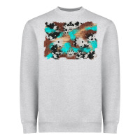 Heather Grey western cowhide turquoise and wood background Heavyweight Sweatshirt - Artiststas