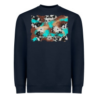 Navy western cowhide turquoise and wood background Heavyweight Sweatshirt - Artiststas