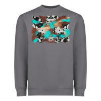 Storm western cowhide turquoise and wood background Heavyweight Sweatshirt - Artiststas