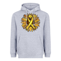 Heather Grey Child Cancer Awareness Sunflower Heavyweight Hoodie - RanaPortraitStore