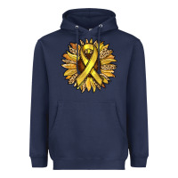 Navy Child Cancer Awareness Sunflower Heavyweight Hoodie - RanaPortraitStore