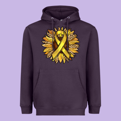 Child Cancer Awareness Sunflower Heavyweight Hoodie Designed By Ranaportraitstore
