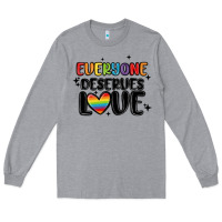 Heather Grey everyone deserves love Long Sleeve Tee - MaliasSmallBusiness