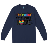 Navy everyone deserves love Long Sleeve Tee - MaliasSmallBusiness