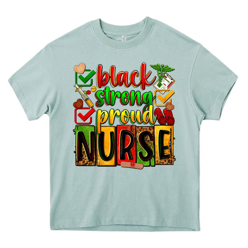 Black Strong Proud Nurse Heavy Core Tee by Zillion Design Studio | Teevron