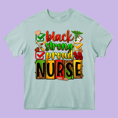 Black Strong Proud Nurse Heavy Core Tee Designed By Zillion Design Studio