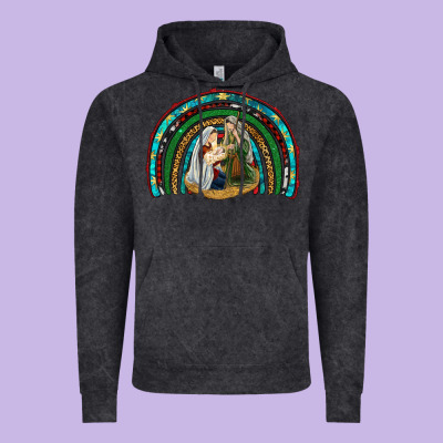 Holy Family Rainbow Vintage Hoodie Designed By Ranaportraitstore