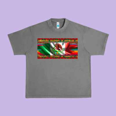 Mexico Flag Serape Roses Leopard And Glitter Licanse Plate Urban Heavy Tee Designed By Artiststas