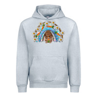 Heather Grey Easter Bunny with carrot rainbow Easter Day Urban Hoodie - HowdyJamesFarm