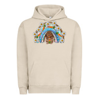 Pigment French Oak Easter Bunny with carrot rainbow Easter Day Urban Hoodie - HowdyJamesFarm