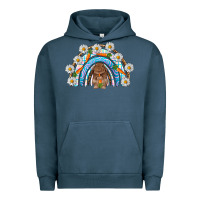 Pigment Midnight Navy Easter Bunny with carrot rainbow Easter Day Urban Hoodie - HowdyJamesFarm