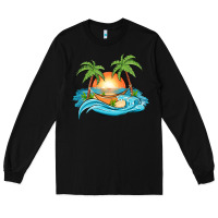 Black sunset beach scene Long Sleeve Tee - MaliasSmallBusiness