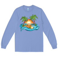 Colony Blue sunset beach scene Long Sleeve Tee - MaliasSmallBusiness