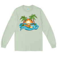 Matcha sunset beach scene Long Sleeve Tee - MaliasSmallBusiness