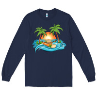 Navy sunset beach scene Long Sleeve Tee - MaliasSmallBusiness