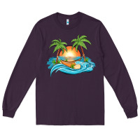 Plum sunset beach scene Long Sleeve Tee - MaliasSmallBusiness