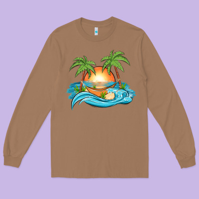 Sunset Beach Scene Long Sleeve Tee Designed By Maliassmallbusiness