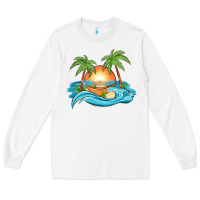 White sunset beach scene Long Sleeve Tee - MaliasSmallBusiness