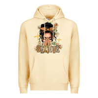 Pina Colada Black Hair Believe Praying Caucasian Messy Bun Premium Hoodie - texasbilliewilder