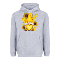 Heather Grey Childhood Cancer gnome Heavyweight Hoodie - RanaPortraitStore