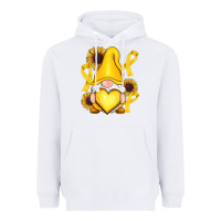 White Childhood Cancer gnome Heavyweight Hoodie - RanaPortraitStore