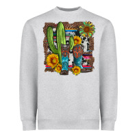 Western Cactus With Cowboy Boots And Sunflowers Heavyweight Sweatshirt | Teevron