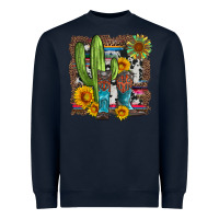 Navy western cactus with cowboy boots and sunflowers Heavyweight Sweatshirt - Artiststas