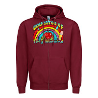 Burgundy educator of tiny humans Zipper Hoodie - NancyCooperArtShop