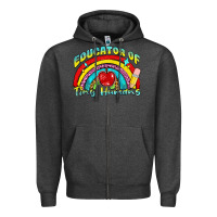 Charcoal Heather educator of tiny humans Zipper Hoodie - NancyCooperArtShop
