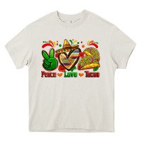 Cream peace love tacos Heavy Core Tee - Zillion Design Studio