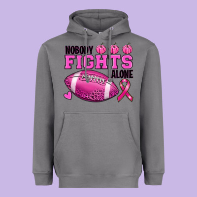 Nobody Fights Alone Breast Cancer Heavyweight Hoodie Designed By Ranaportraitstore