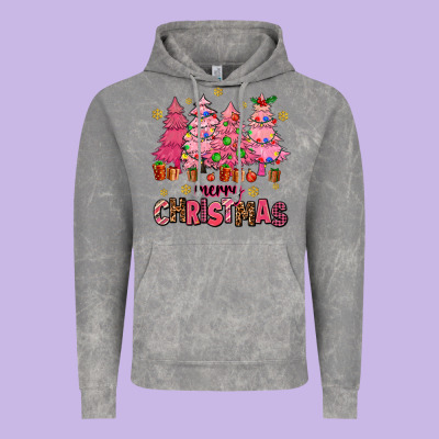 Pink Christmas Trees Vintage Hoodie Designed By Adodesignshop