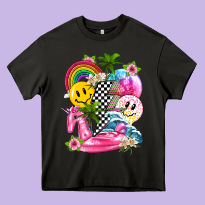 Summer Smile Face And Beach Vibes With Rainbow Tbw Heavy Core Tee Designed By Texasbilliewilder