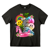 Asphalt summer smile face and beach vibes with rainbow tbw Heavy Core Tee - texasbilliewilder