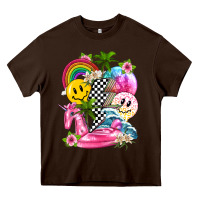 Chocolate Brown summer smile face and beach vibes with rainbow tbw Heavy Core Tee - texasbilliewilder