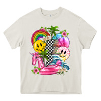 Cream summer smile face and beach vibes with rainbow tbw Heavy Core Tee - texasbilliewilder