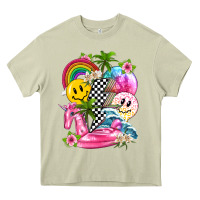 Mossy summer smile face and beach vibes with rainbow tbw Heavy Core Tee - texasbilliewilder