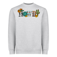 Heather Grey howdy with cowboy hat and cactus Heavyweight Sweatshirt - Artiststas