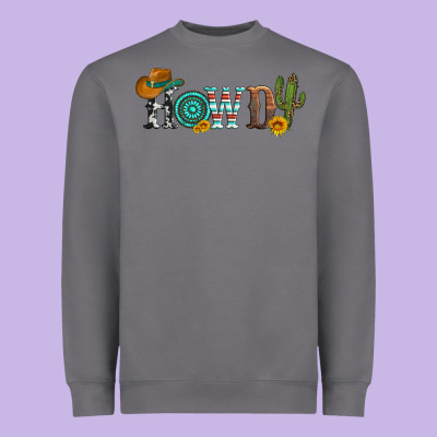 Howdy With Cowboy Hat And Cactus Heavyweight Sweatshirt Designed By Artiststas