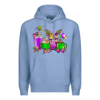 Colony Blue Mardi Gras coffee cups Premium Hoodie - NancyCooperArtShop