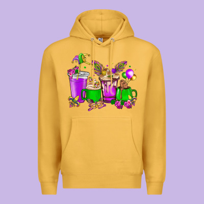 Mardi Gras Coffee Cups Premium Hoodie Designed By Nancycooperartshop