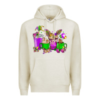 Oatmeal Heather Mardi Gras coffee cups Premium Hoodie - NancyCooperArtShop